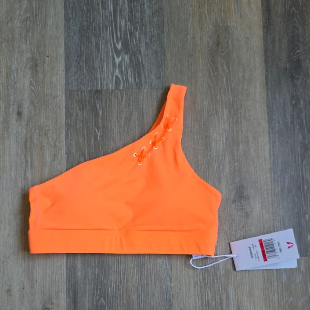 Neon Orange One-Shoulder Fitness Crop Top